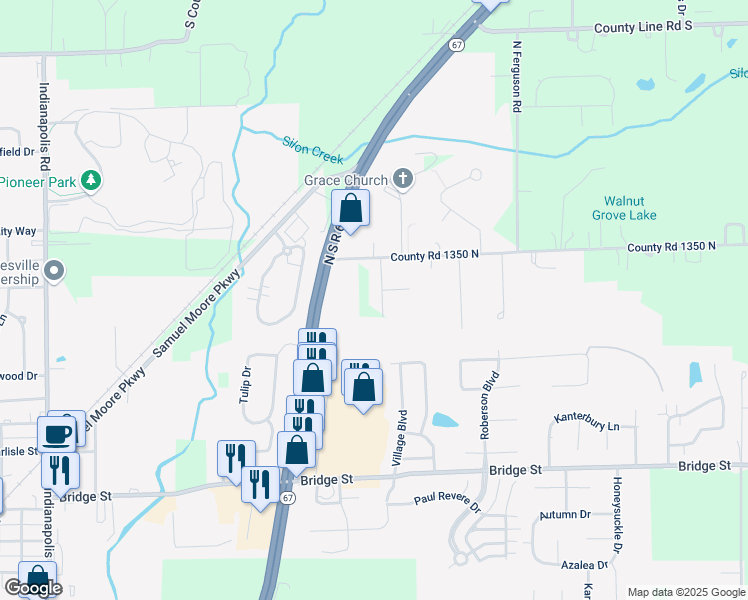 map of restaurants, bars, coffee shops, grocery stores, and more near 13392 North Fox Drive in Morgan County