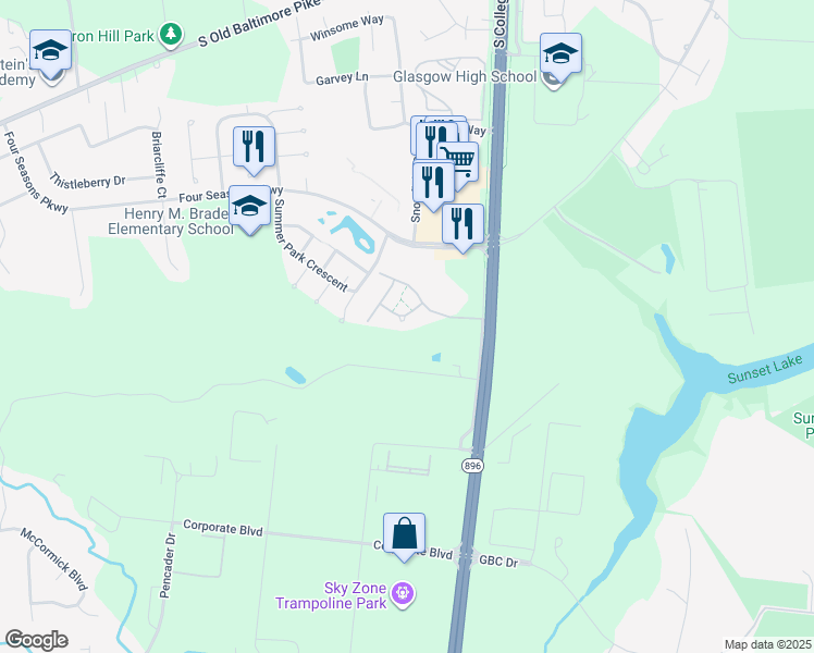 map of restaurants, bars, coffee shops, grocery stores, and more near 118 Couples Drive in Newark