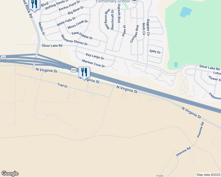 map of restaurants, bars, coffee shops, grocery stores, and more near 141 Mar Mac Way in Reno