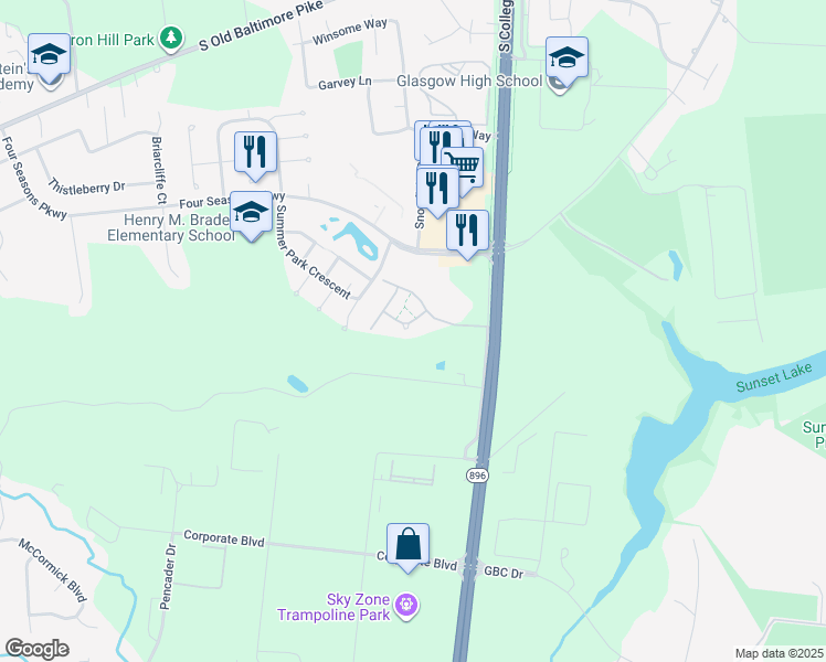 map of restaurants, bars, coffee shops, grocery stores, and more near 118 Couples Drive in Newark