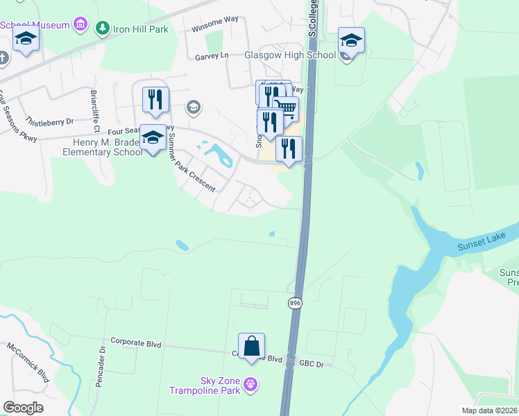 map of restaurants, bars, coffee shops, grocery stores, and more near 118 Couples Drive in Newark
