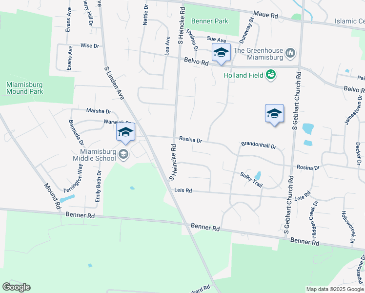 map of restaurants, bars, coffee shops, grocery stores, and more near 1140 South Heincke Road in Miamisburg