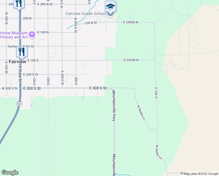 map of restaurants, bars, coffee shops, grocery stores, and more near 626 East 300 South Street in Ephraim