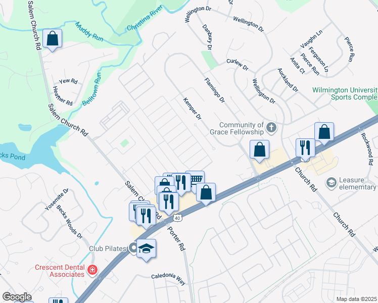 map of restaurants, bars, coffee shops, grocery stores, and more near 135 Edinburg Street in Newark