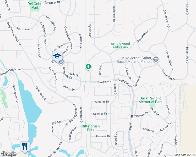 map of restaurants, bars, coffee shops, grocery stores, and more near 7343 Europa Drive in Sparks
