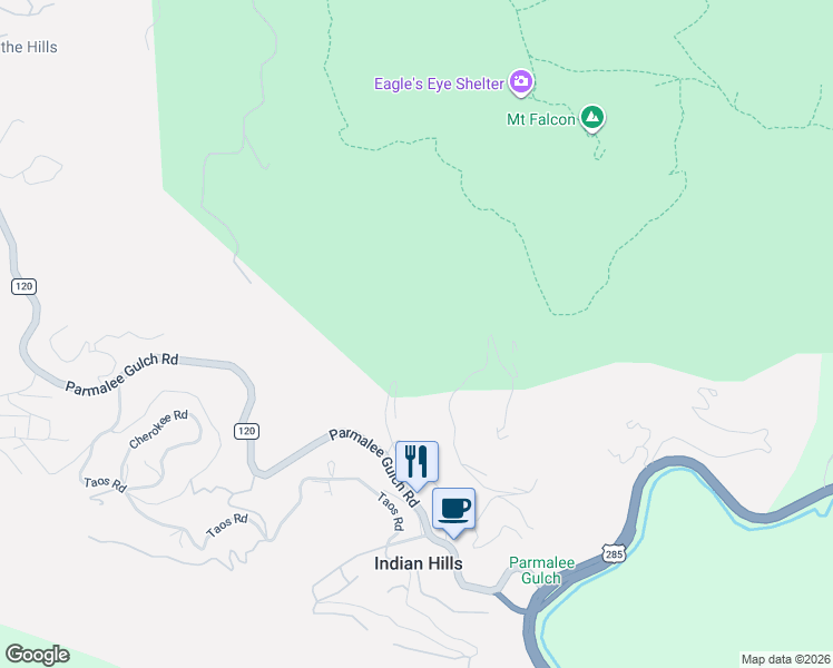 map of restaurants, bars, coffee shops, grocery stores, and more near 5368 Algonquin Road in Indian Hills
