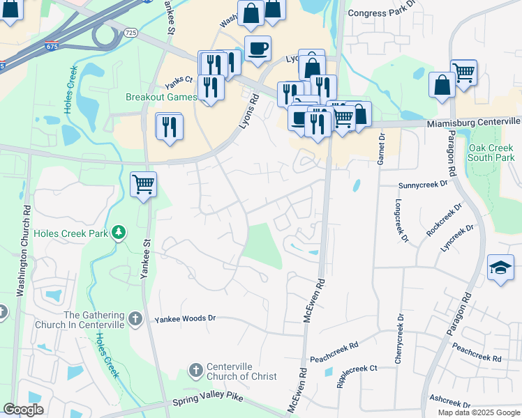 map of restaurants, bars, coffee shops, grocery stores, and more near 1256 Governors Square Drive in Montgomery County