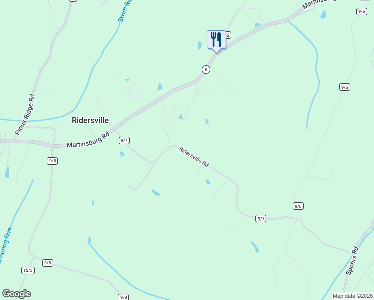 map of restaurants, bars, coffee shops, grocery stores, and more near 427 Ridersville Road in Berkeley Springs
