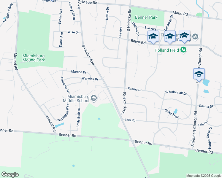 map of restaurants, bars, coffee shops, grocery stores, and more near 1162 South Linden Avenue in Miamisburg