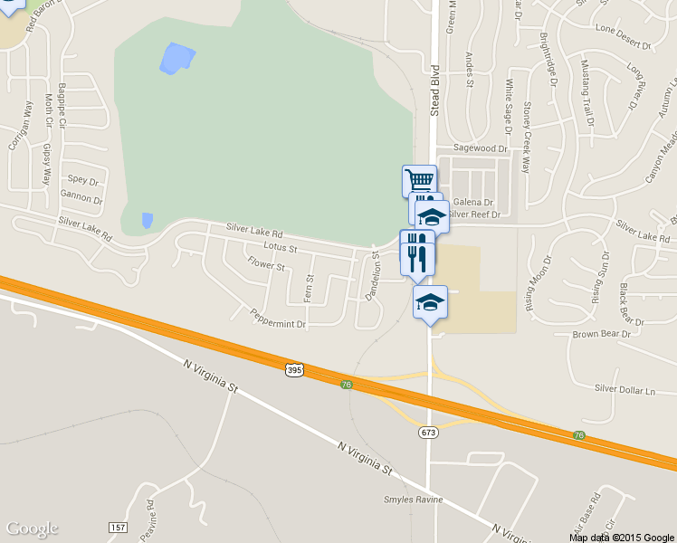 map of restaurants, bars, coffee shops, grocery stores, and more near 6420 Lotus Street in Reno