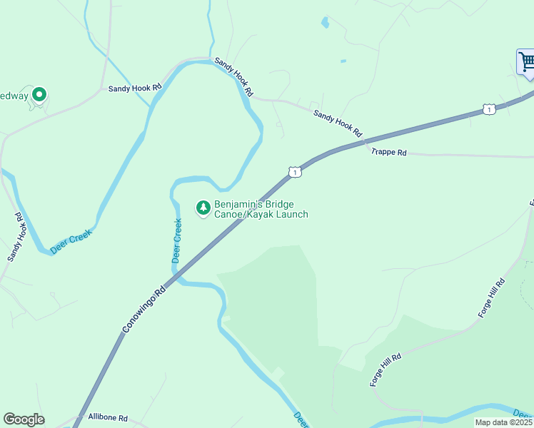 map of restaurants, bars, coffee shops, grocery stores, and more near 3047 Conowingo Road in Street