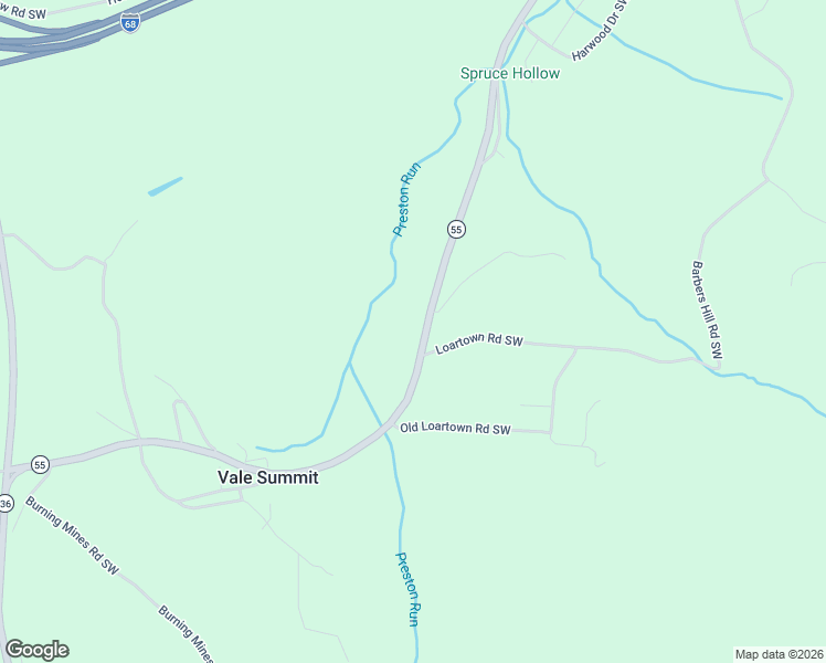 map of restaurants, bars, coffee shops, grocery stores, and more near 12315 Vale Summit Road Southwest in Frostburg