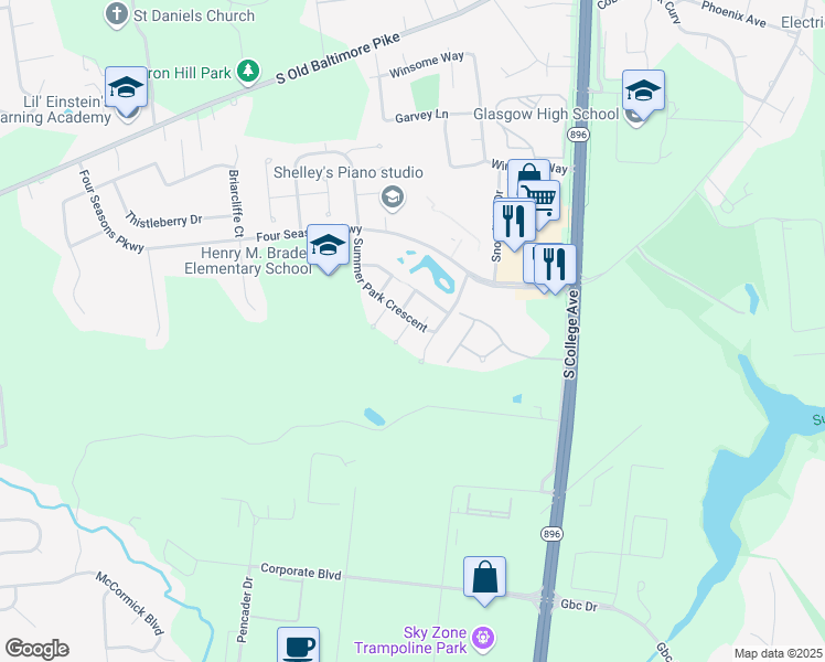 map of restaurants, bars, coffee shops, grocery stores, and more near 6 Kayak Court in Newark