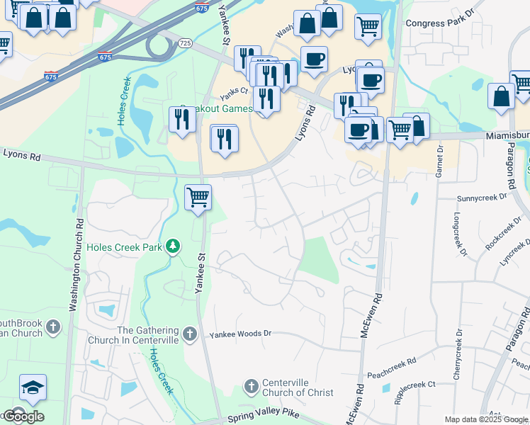 map of restaurants, bars, coffee shops, grocery stores, and more near 8364 Woodgrove Drive in Montgomery County