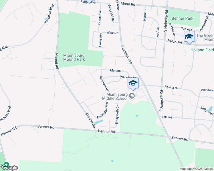 map of restaurants, bars, coffee shops, grocery stores, and more near 1206 Nassau Drive in Miamisburg