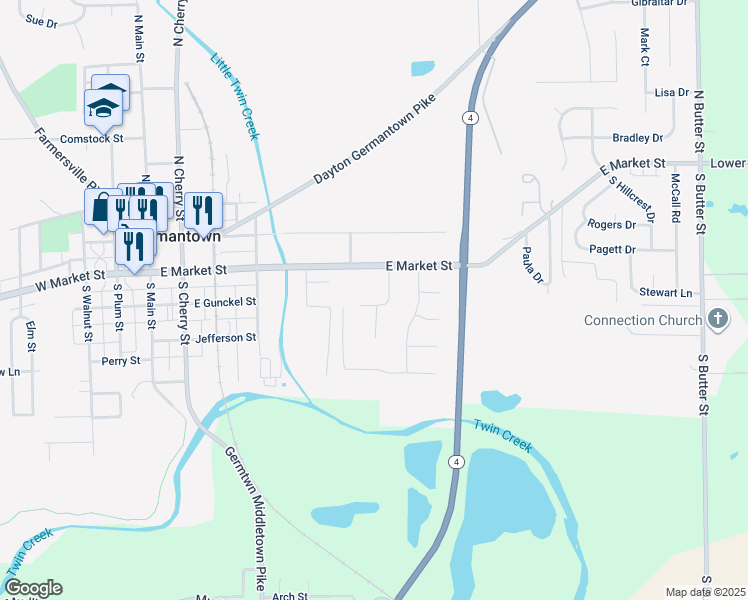 map of restaurants, bars, coffee shops, grocery stores, and more near 28 Marshall Avenue in Germantown