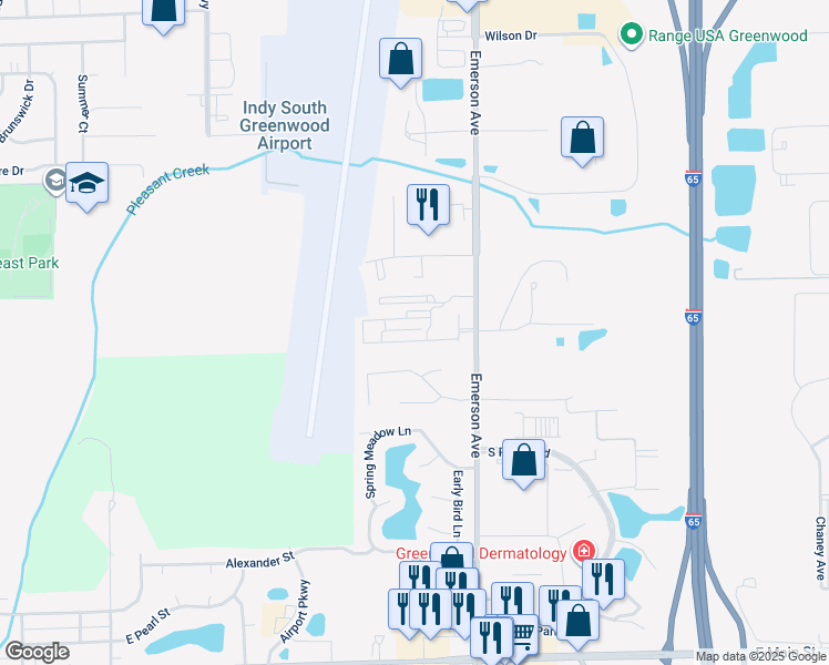 map of restaurants, bars, coffee shops, grocery stores, and more near 374 North Emerson Avenue in Greenwood
