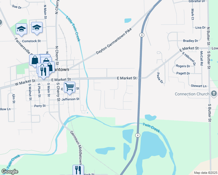 map of restaurants, bars, coffee shops, grocery stores, and more near 28 Marshall Avenue in Germantown
