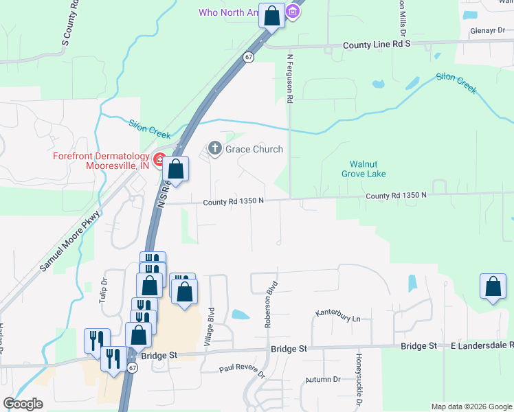 map of restaurants, bars, coffee shops, grocery stores, and more near 13475 North Allison Drive in Morgan County