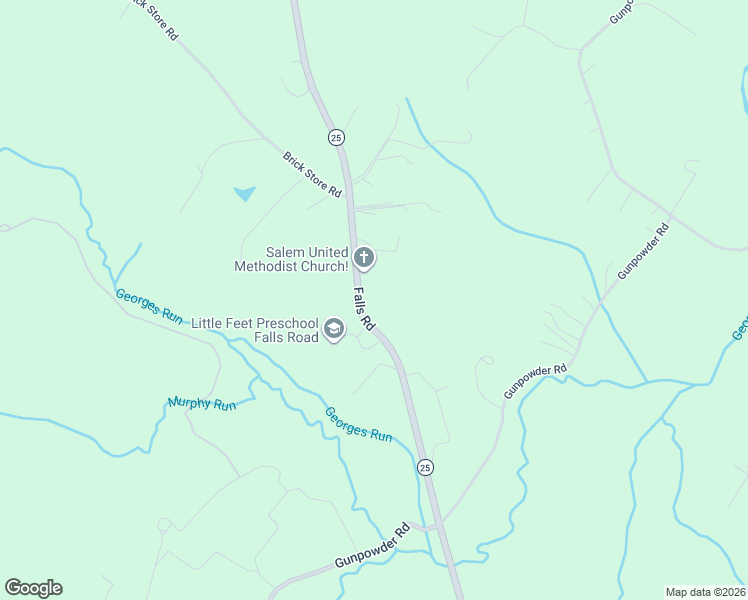 map of restaurants, bars, coffee shops, grocery stores, and more near 18209 Falls Road in Hampstead