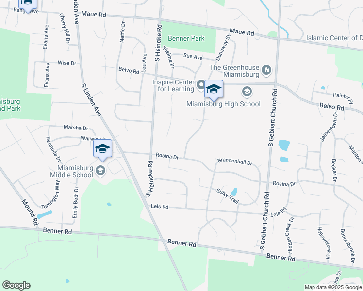 map of restaurants, bars, coffee shops, grocery stores, and more near 1 Dunaway Street in Miamisburg