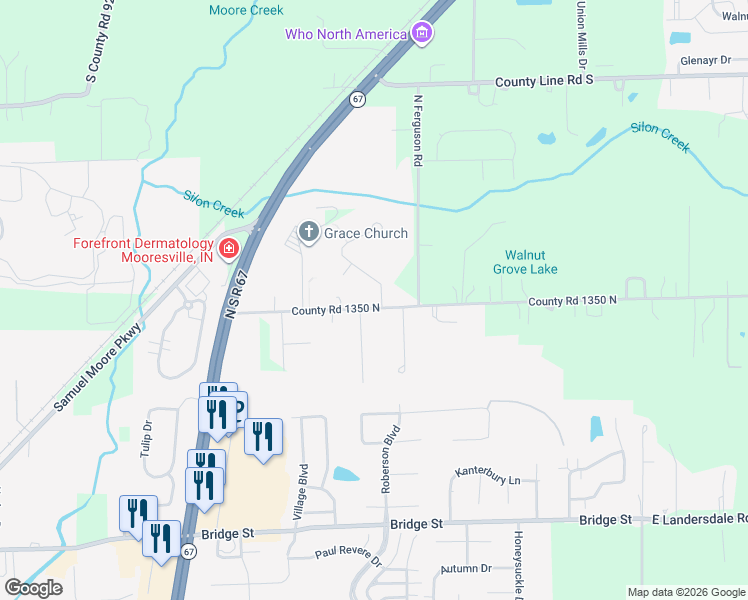 map of restaurants, bars, coffee shops, grocery stores, and more near 13475 North Allison Drive in Morgan County