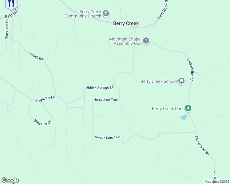 map of restaurants, bars, coffee shops, grocery stores, and more near 0 Horseshoe Trail in Berry Creek