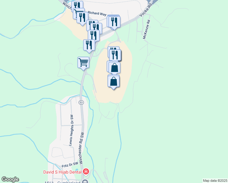 map of restaurants, bars, coffee shops, grocery stores, and more near 1262 Vocke Road in Cumberland