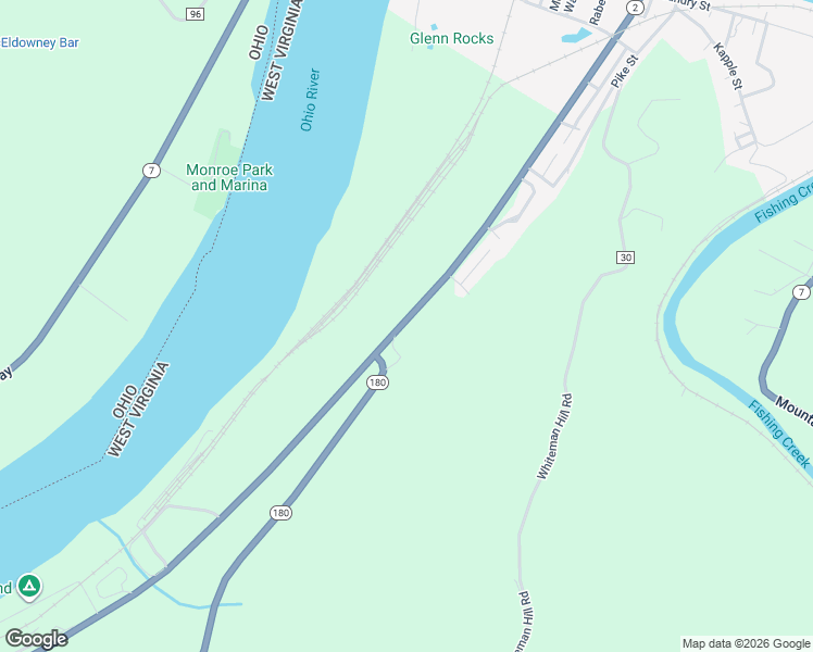 map of restaurants, bars, coffee shops, grocery stores, and more near 335 Vine Street in New Martinsville