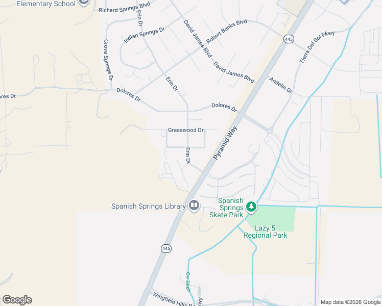 map of restaurants, bars, coffee shops, grocery stores, and more near 5665 Wedgewood Circle in Spanish Springs