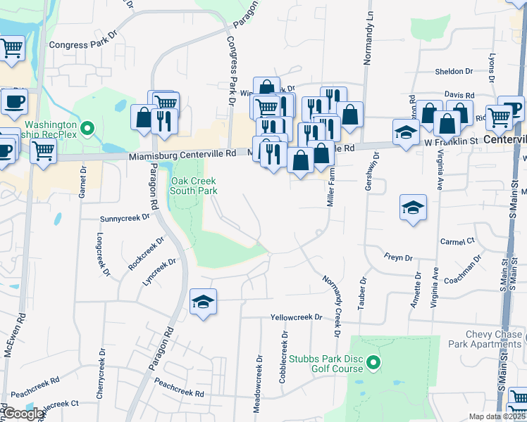 map of restaurants, bars, coffee shops, grocery stores, and more near 8140 Havitshire Way in Montgomery County
