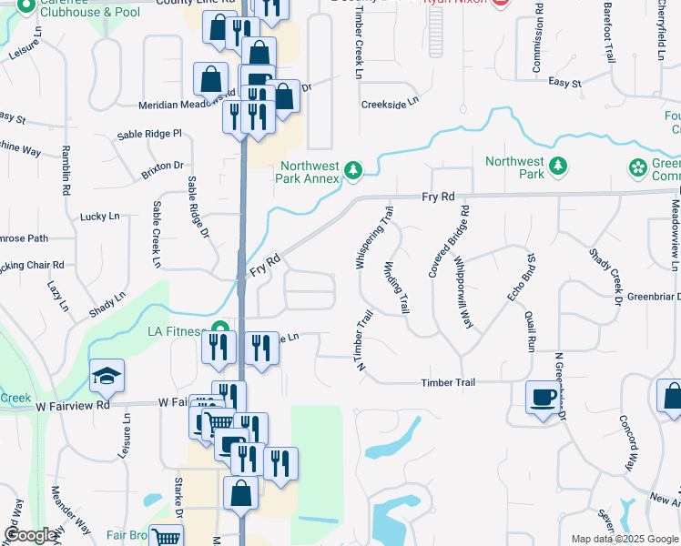 map of restaurants, bars, coffee shops, grocery stores, and more near 1600 Foxmere Boulevard in Greenwood