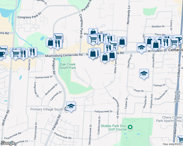 map of restaurants, bars, coffee shops, grocery stores, and more near 8140 Havitshire Way in Montgomery County