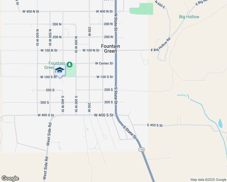 map of restaurants, bars, coffee shops, grocery stores, and more near 214 South State Street in Fountain Green