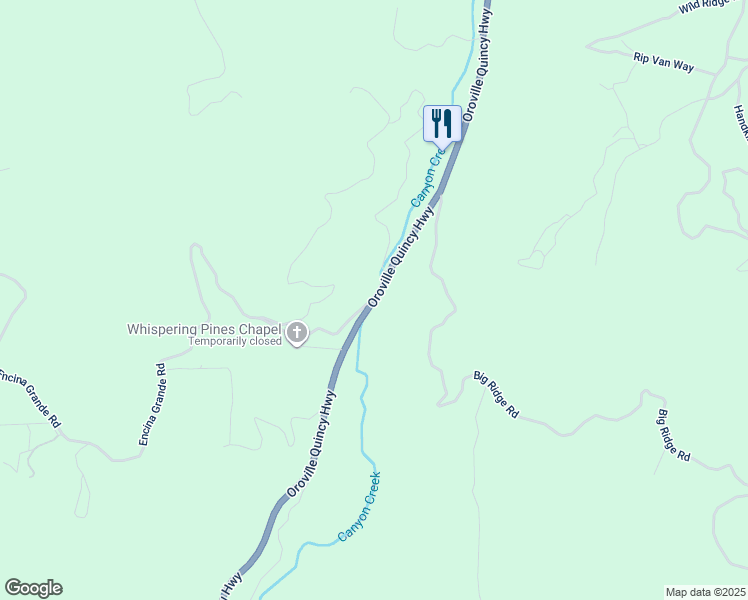 map of restaurants, bars, coffee shops, grocery stores, and more near 0 Encina Grande Road in Berry Creek