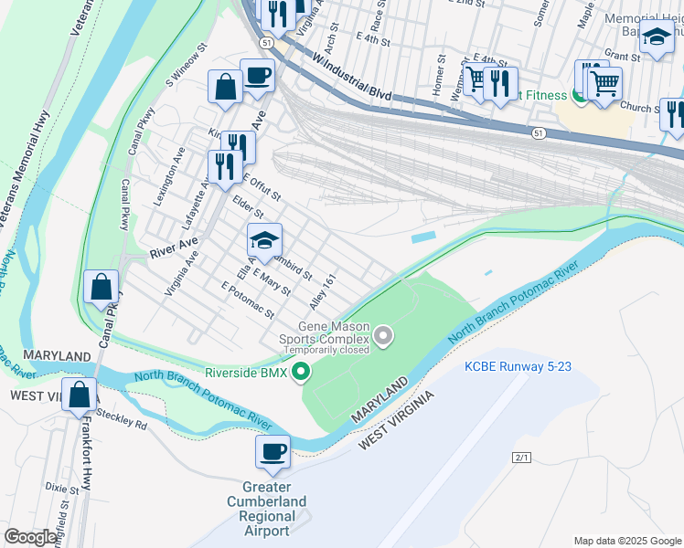 map of restaurants, bars, coffee shops, grocery stores, and more near 231 Elder Street in Cumberland