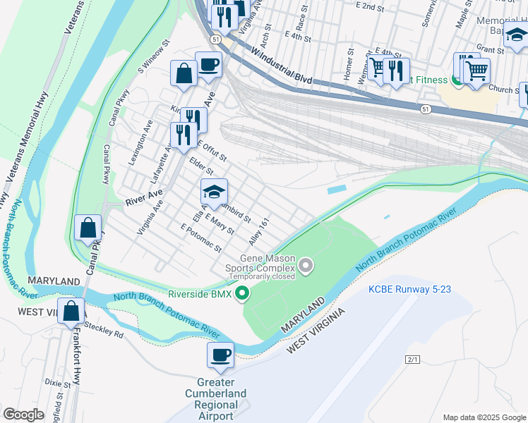 map of restaurants, bars, coffee shops, grocery stores, and more near 231 Elder Street in Cumberland