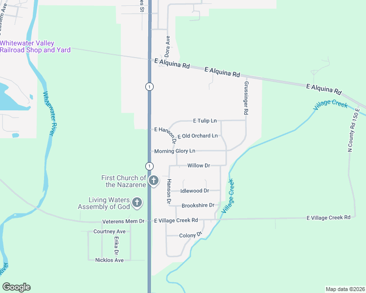 map of restaurants, bars, coffee shops, grocery stores, and more near 608 Morning Glory Lane in Connersville