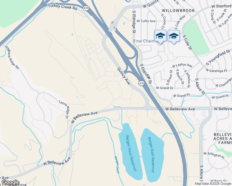 map of restaurants, bars, coffee shops, grocery stores, and more near 14141 West Belleview Avenue in Morrison