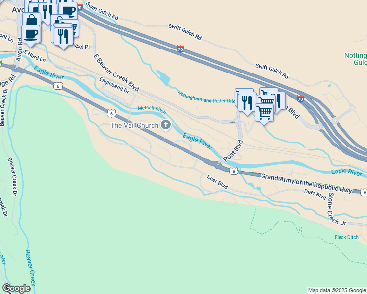 map of restaurants, bars, coffee shops, grocery stores, and more near in Eagle-Vail