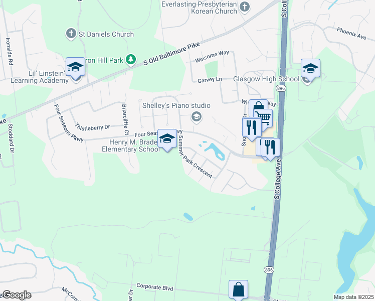 map of restaurants, bars, coffee shops, grocery stores, and more near 209 West Edgewater Way in Newark