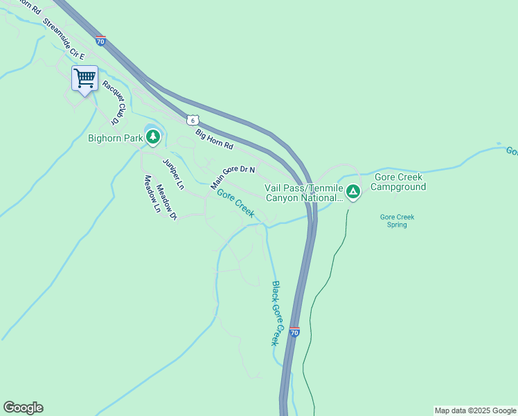 map of restaurants, bars, coffee shops, grocery stores, and more near 5175 Black Gore Drive in Vail