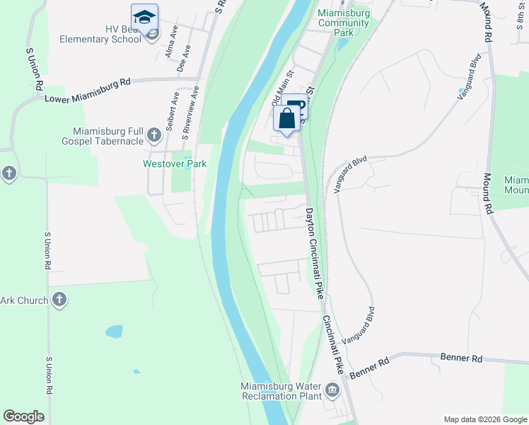 map of restaurants, bars, coffee shops, grocery stores, and more near 8751 Dayton Cincinnati Pike in Miamisburg
