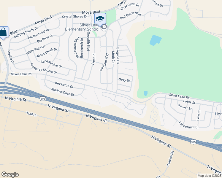 map of restaurants, bars, coffee shops, grocery stores, and more near 8301 Cub Court in Reno