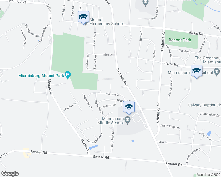 map of restaurants, bars, coffee shops, grocery stores, and more near 989 Somerset Drive in Miamisburg