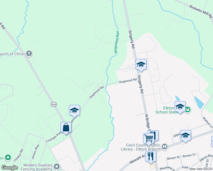 map of restaurants, bars, coffee shops, grocery stores, and more near in Elkton