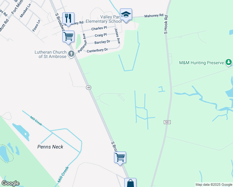 map of restaurants, bars, coffee shops, grocery stores, and more near in Pennsville Township
