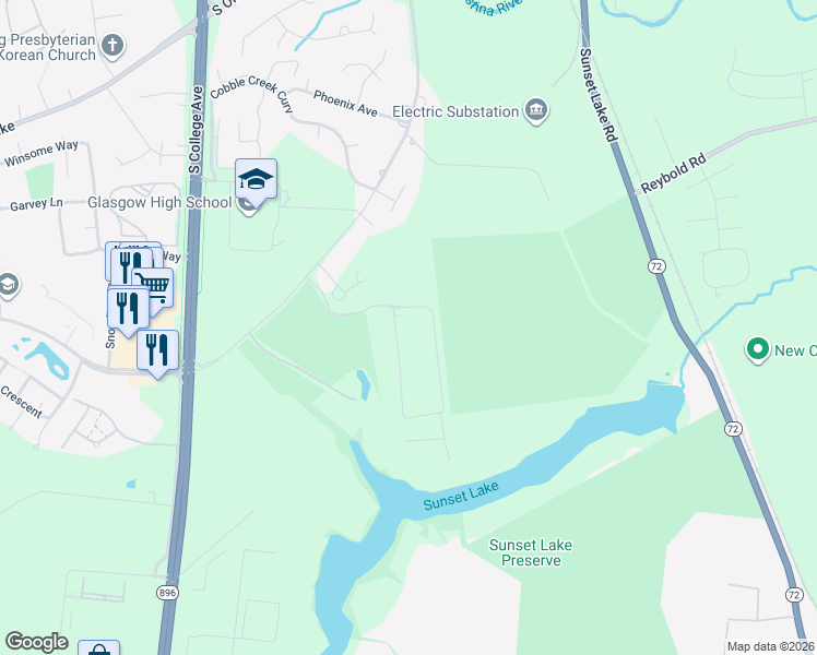 map of restaurants, bars, coffee shops, grocery stores, and more near 2001 Old Coochs Bridge Road in Newark