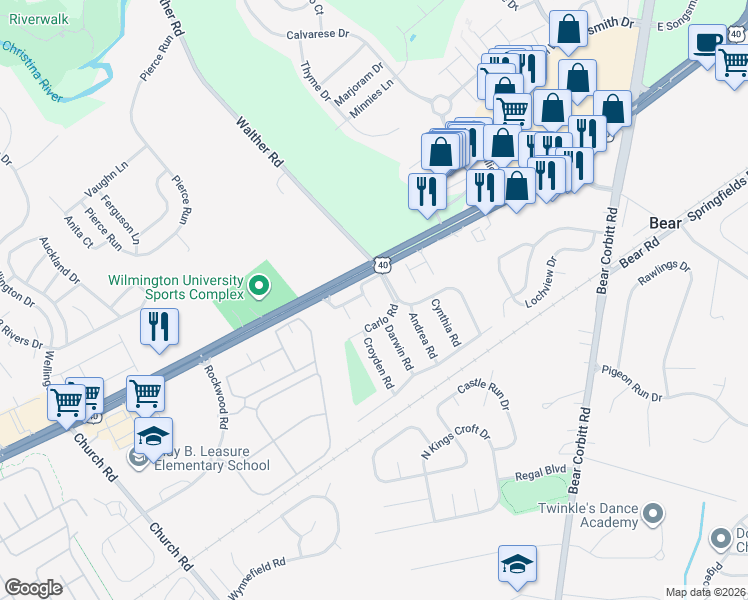 map of restaurants, bars, coffee shops, grocery stores, and more near 4 Glendale Boulevard in Newark