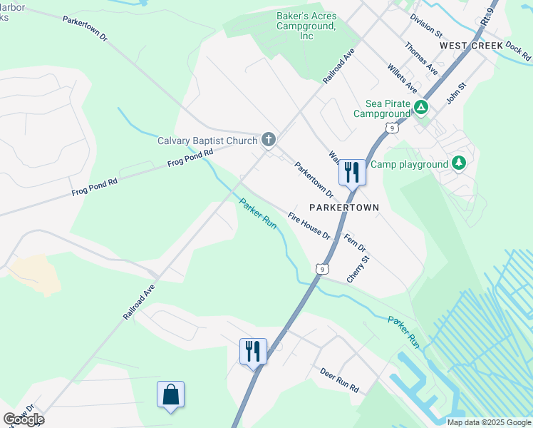 map of restaurants, bars, coffee shops, grocery stores, and more near 52 Fire House Drive in Little Egg Harbor Township